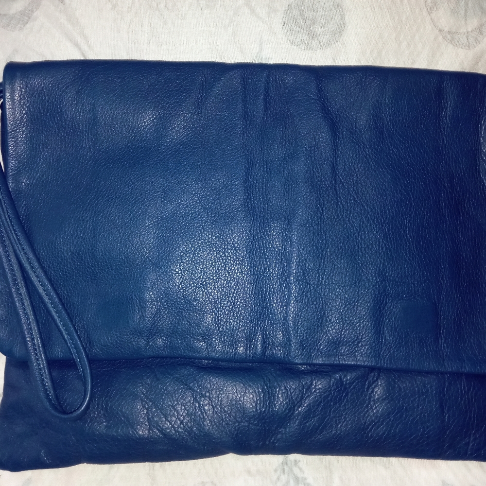Jas M.B London large blue leather clutch